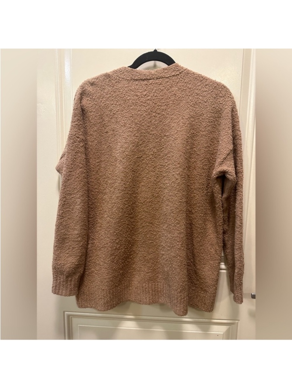 Eileen Fisher Camel Textured Cotton Bouclé Cardigan - Picture 6 of 7